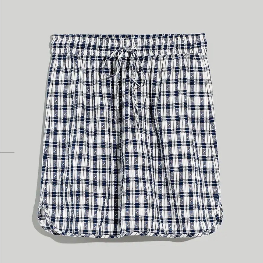 Madewell Navy and White Plaid Mini Skirt